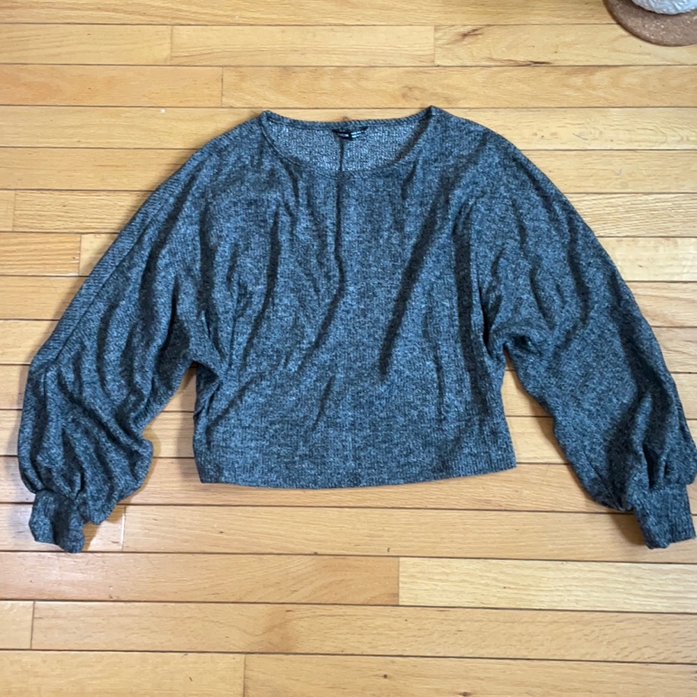 Soft Grey cropped Sweater balloon sleeve